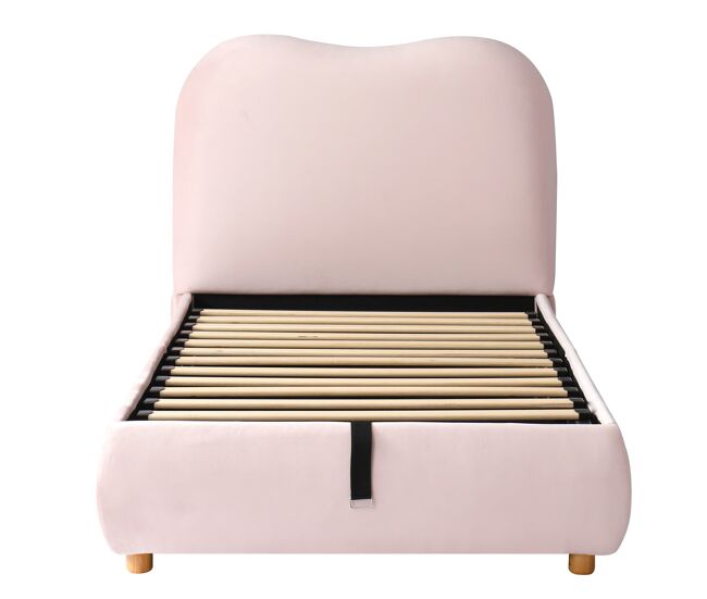 Cama individual 90x200 - canapé hidráulico con cabecero tapizado - rosa