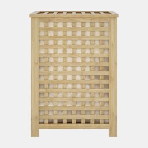 Cesto para roupa suja Jystiand com tampa 79 L bambu Natural en.casa