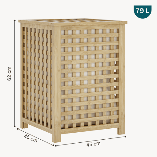 Cesto para roupa suja Jystiand com tampa 79 L bambu Natural en.casa