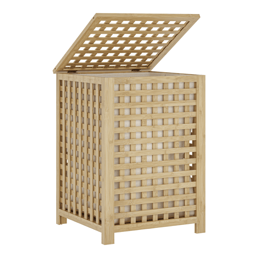 Cesto para roupa suja Jystiand com tampa 79 L bambu Natural en.casa