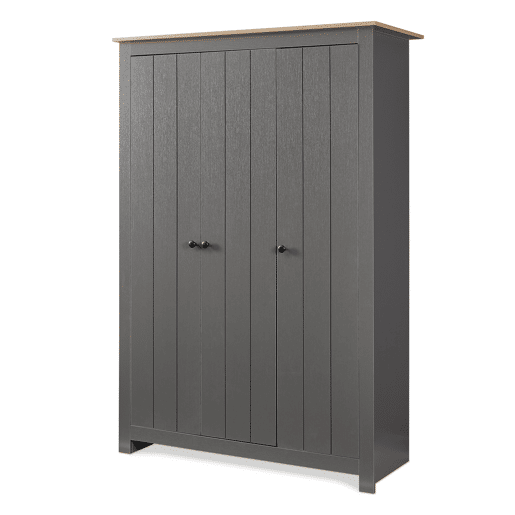 Armário Roupeiro Vasand com 3 portas 175x120x52cm CinzentoCarvalho en.casa