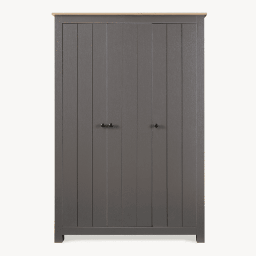 Armário Roupeiro Vasand com 3 portas 175x120x52cm CinzentoCarvalho en.casa