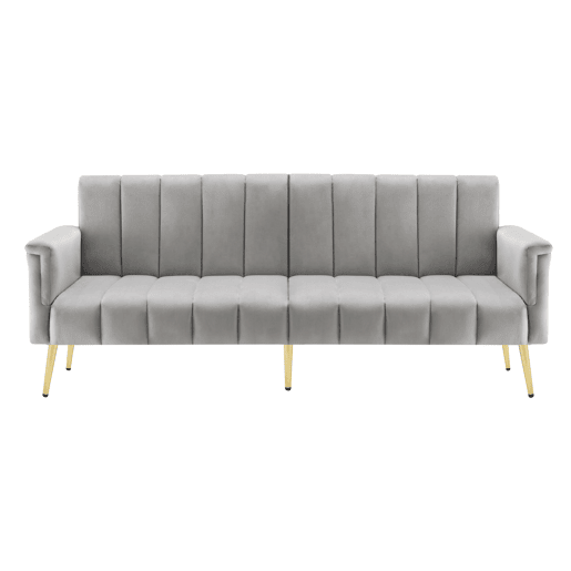 Sofá-cama moderno de 2 lugares - com função de cama e pés auxiliares - Cinza