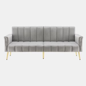 Sofá-cama moderno de 2 lugares - com função de cama e pés auxiliares - Cinza