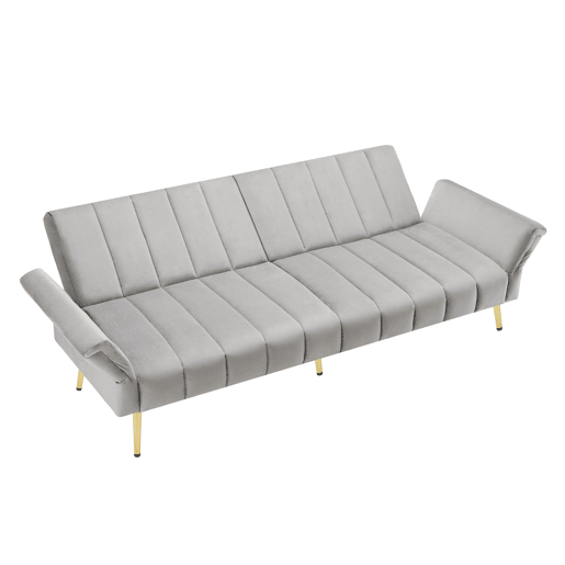 Sofá-cama moderno de 2 lugares - com função de cama e pés auxiliares - Cinza