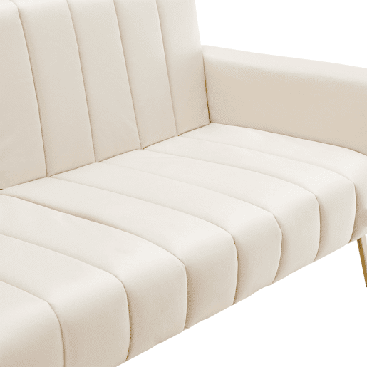 Sofá-cama dobrável moderno de 2 lugares - com função de cama, com pés auxiliares, tecido de veludo - Bege
