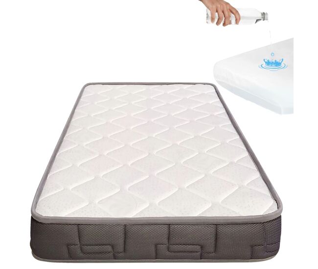Colchón de cuna bebé hr morfeo para cunas de 120x60 + protector impermeable 100% algodón hipoalergénico, antibacteriano y antiácaros