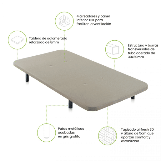 Base Tapizada Air Bege 135x190 cm Base Tapizada Air Bege 135x190 cm