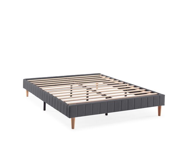 Base tapizada eris 150x190 cm color gris oscuro