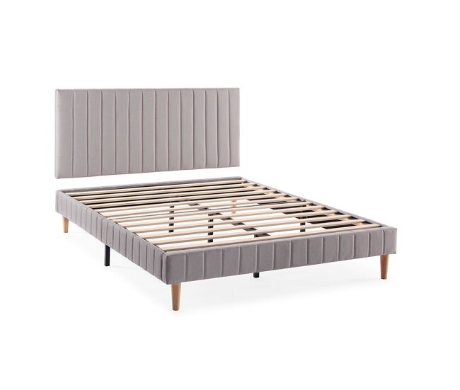 Base tapizada + cabecero eris 90x190 cm gris claro