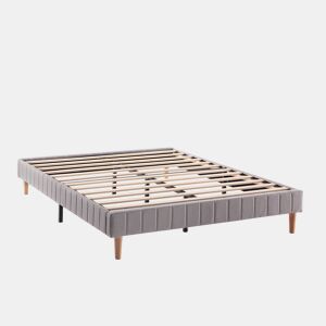 Base estofada Eris 160x200 cm cinza claro