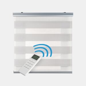 Estores Motorizados Noite e Dia Plus Estores Motorizados Automáticos de Rolo com Bateria Duplo Tecido Acabamentos em Alumínio Cinza Claro 180 x 250cm