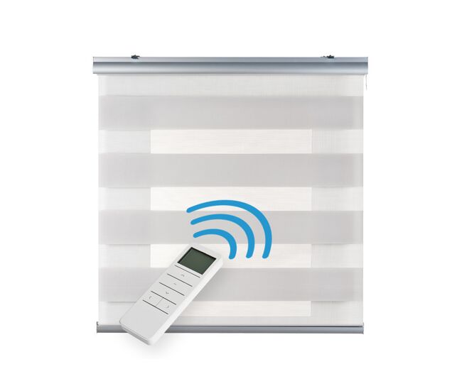 Estor enrollable motorizado noche y día automático con batería estores con motor y mando acabados premium gris 200 x 250cm
