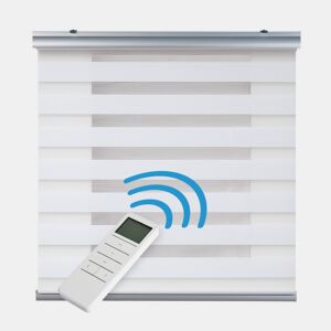 Estores Motorizados Noite e Dia Plus Estores Motorizados Automáticos de Rolo com Bateria Duplo Tecido Acabamentos em Alumínio Branco 120 x 250cm