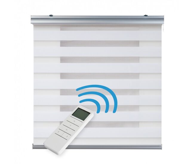 Estor enrollable motorizado noche y día automático con batería estores con motor y mando acabados premium blanco 160 x 250cm