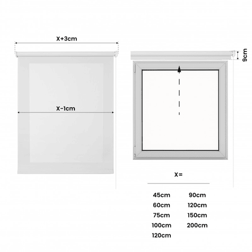 Estores Screen Blackout e isolamento térmico estore de rolo com tecido técnico Branco 120 x 180 cm