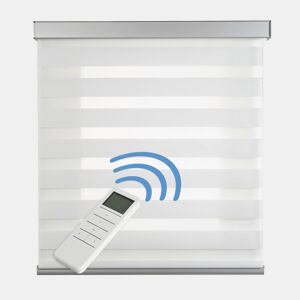 Estore de Rolo Motorizado Automático Noite e Dia com bateria, Estore com motor e controlo remoto Acabamento em alumínio Branco 100x250