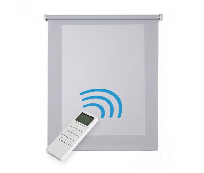Estores enrollables screen estor motorizado automático con mando tejido técnico aislante térmico gris 100 x 250cm