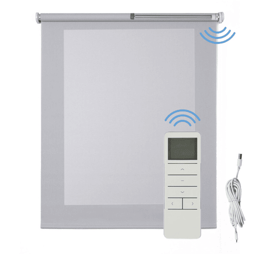 Estore de Rolo Screen Estores Automáticos Motorizados com controlo remoto Tecido técnico Isolamento térmico Cinza 180 x 250cm