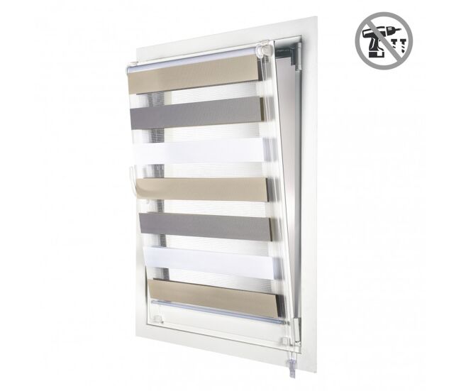 Estores noche y día easyfix, estor enrollable de instalación sin taladrar blanco-gris-beige, 150 x 180 cm
