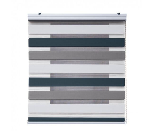 Estores noche y día premium, estor enrollable con acabados de aluminio premium blanco-topo-grafito, 160 x 250 cm