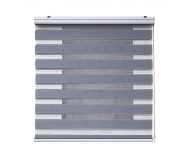 Estores noche y día premium, estor enrollable con acabados de aluminio premium plata, 120 x 250 cm