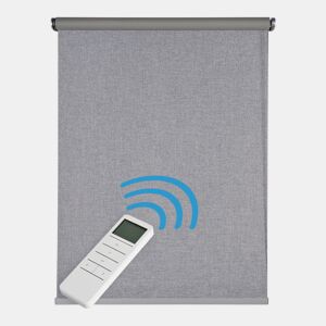 Estore de Rolo Motorizado Opaco Automático Blackout com bateria, motor e controlo Premium Cinza 160x250 cm