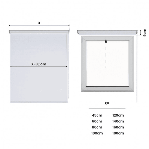 Estores Blackout Estore de rolo Opaco Branco 160 x 250 cm
