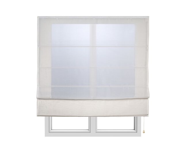 Estor plegable con varillas estor textil traslúcido rayas blanco 90 x 250 cm