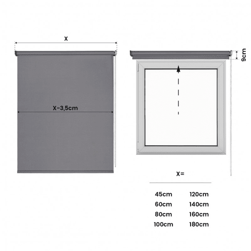 Estores Blackout Estore de rolo Opaco Cinza escuro 200 x 250 cm
