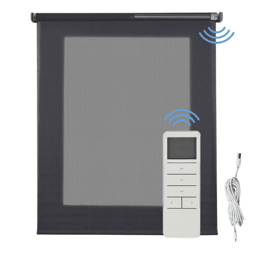 Estore de Rolo Estores Automáticos translúcidos Motorizados com bateria, motor e controlo remoto Cinza 200 x 250 cm