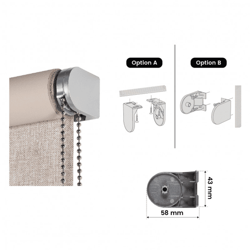 Estore de Rolo Blackout Blind Premium com acabamento em alumínio Bege 45 x 180 cm