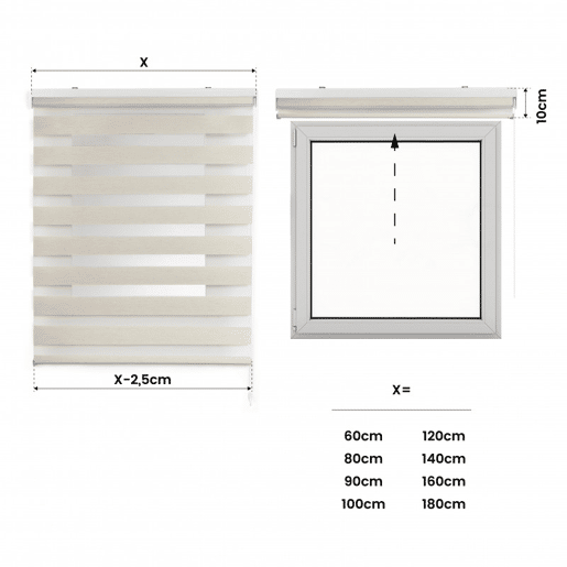 Estores Noite e Dia, estore de rolo duplo tecido Linho 140 x 250 cm