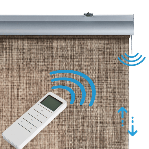 Estore de Rolo Screen Estore automático motorizado com controlo remoto Tecido técnico Acabamento em alumínio Castanho 140 x 250cm