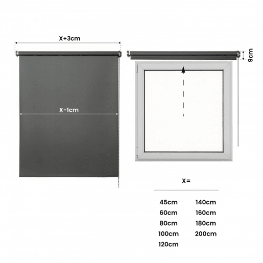 Estores Blackout Estore de rolo Opaco Cinza verde 60 x 180 cm