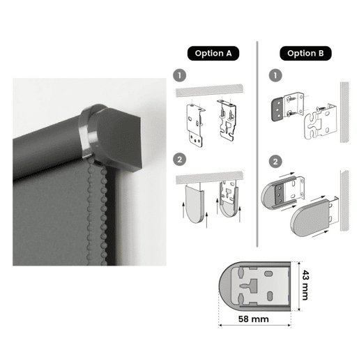Estores Blackout Estore de rolo Opaco Cinza verde 60 x 180 cm