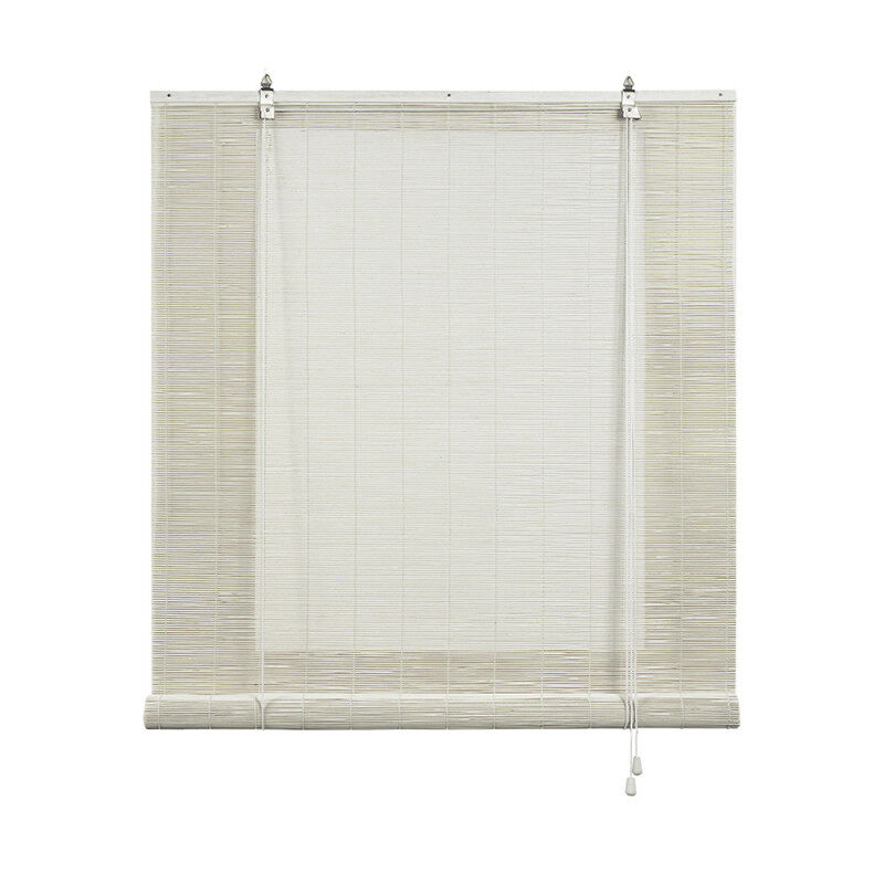 Estores de bambú, estor enrollable de bambú natural exterior e interior blanco, 150 x 175 cm