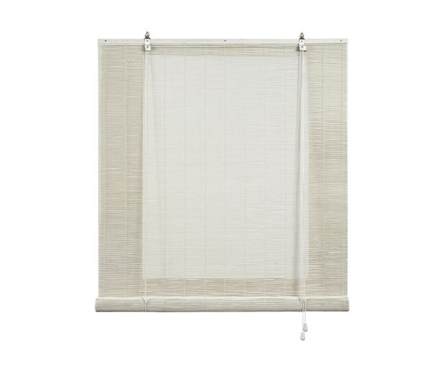 Estores de bambú, estor enrollable de bambú natural exterior e interior blanco, 150 x 175 cm