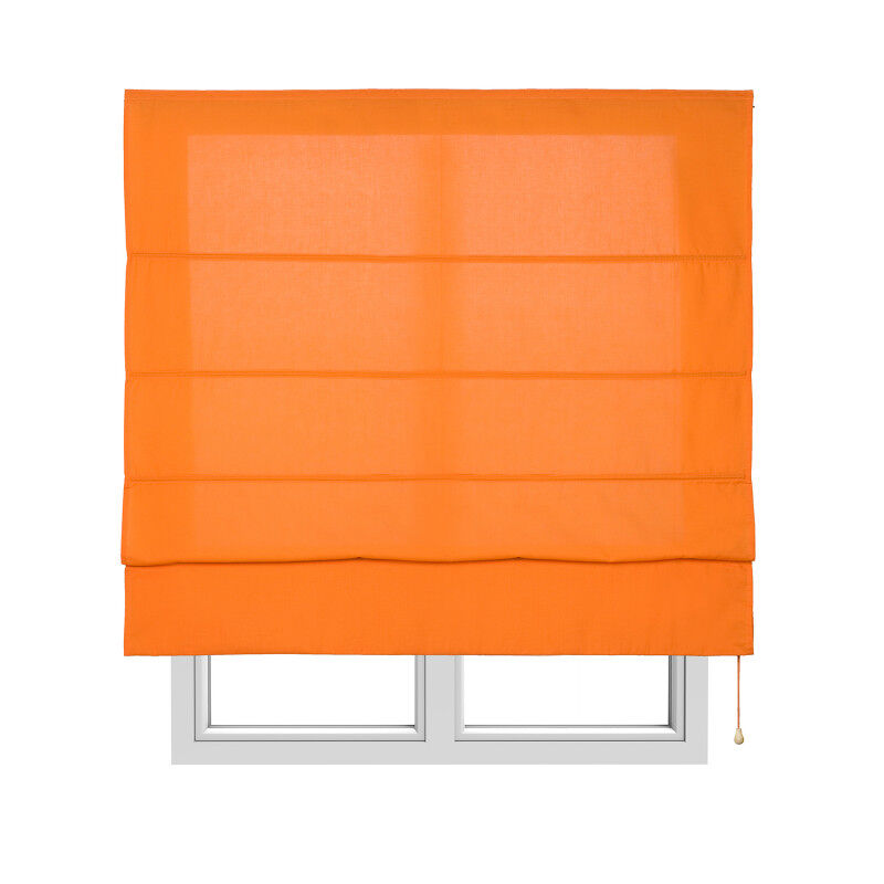 Estor plegable con varillas, estor textil traslúcido naranja, 90 x 175 cm