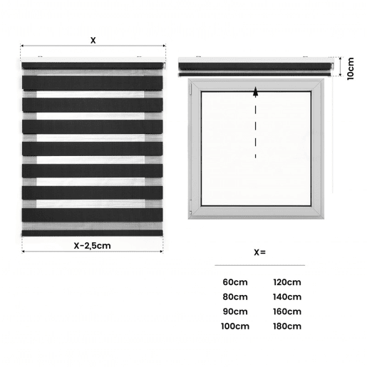 Estores Noite e Dia, estore de rolo duplo tecido Cinza 100 x 180 cm