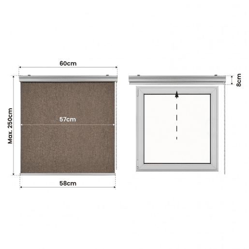 Estores Blackout Estore de rolo Opaco com acabamentos Premium Marrom 100 x 250 cm