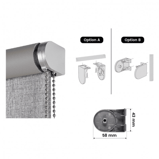 Estore de Rolo Blackout Blind Premium com acabamento em alumínio Cinza 60 x 180 cm