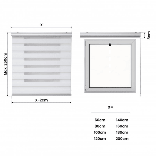 Estores Noite e Dia Premium, estore de rolo com acabamento em alumínio Premium Branco 60 x 250 cm
