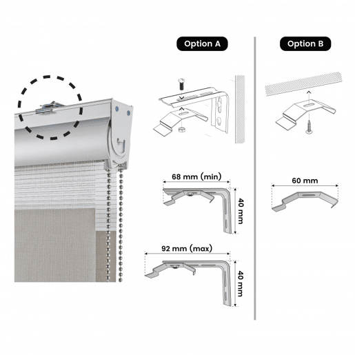 Estores Noite e Dia Premium, estore de rolo com acabamento em alumínio Premium Branco 60 x 250 cm