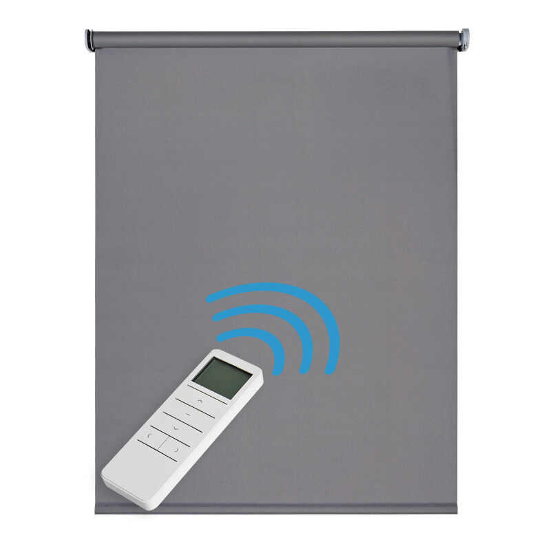 Estor motorizado opaco estores enrollables blackout automático con batería, motor y mando premium gris oscuro 160 x 250cm