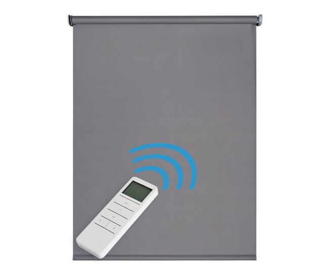 Estor motorizado opaco estores enrollables blackout automático con batería, motor y mando premium gris oscuro 160 x 250cm