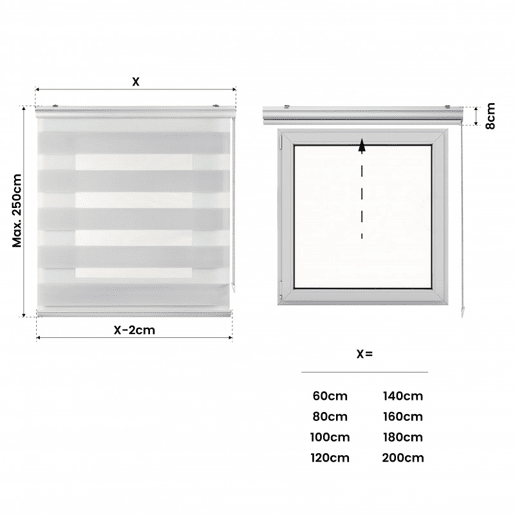 Estores Noite e Dia Premium, estore de rolo com acabamento em alumínio Premium Cinza claro 60 x 250 cm