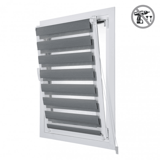 Estores Noite e Dia EasyFix, estore de rolo instalação sem furar Prata 120 x 180 cm