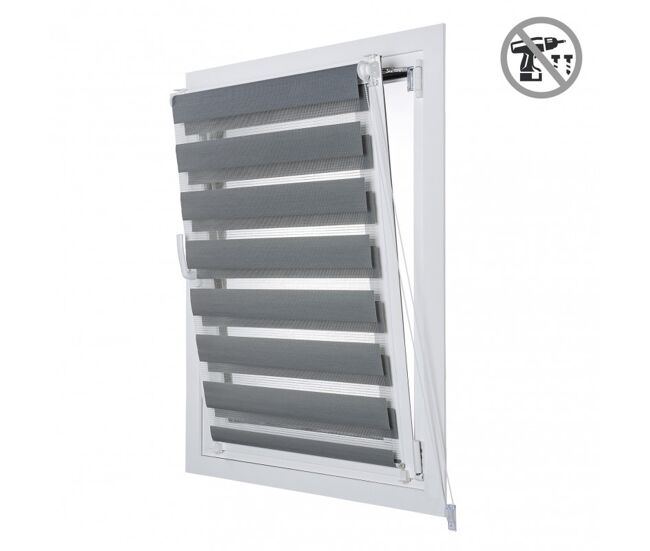 Estores noche y día easyfix, estor enrollable de instalación sin taladrar plata, 75 x 180 cm