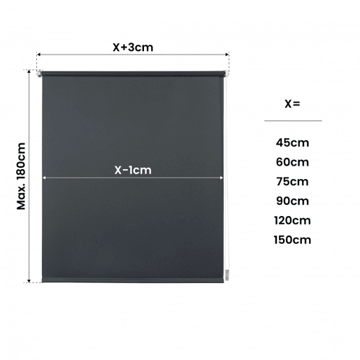 Estores Opaco EasyFix, estore de rolo instalação sem furar Cinza 60 x 180 cm